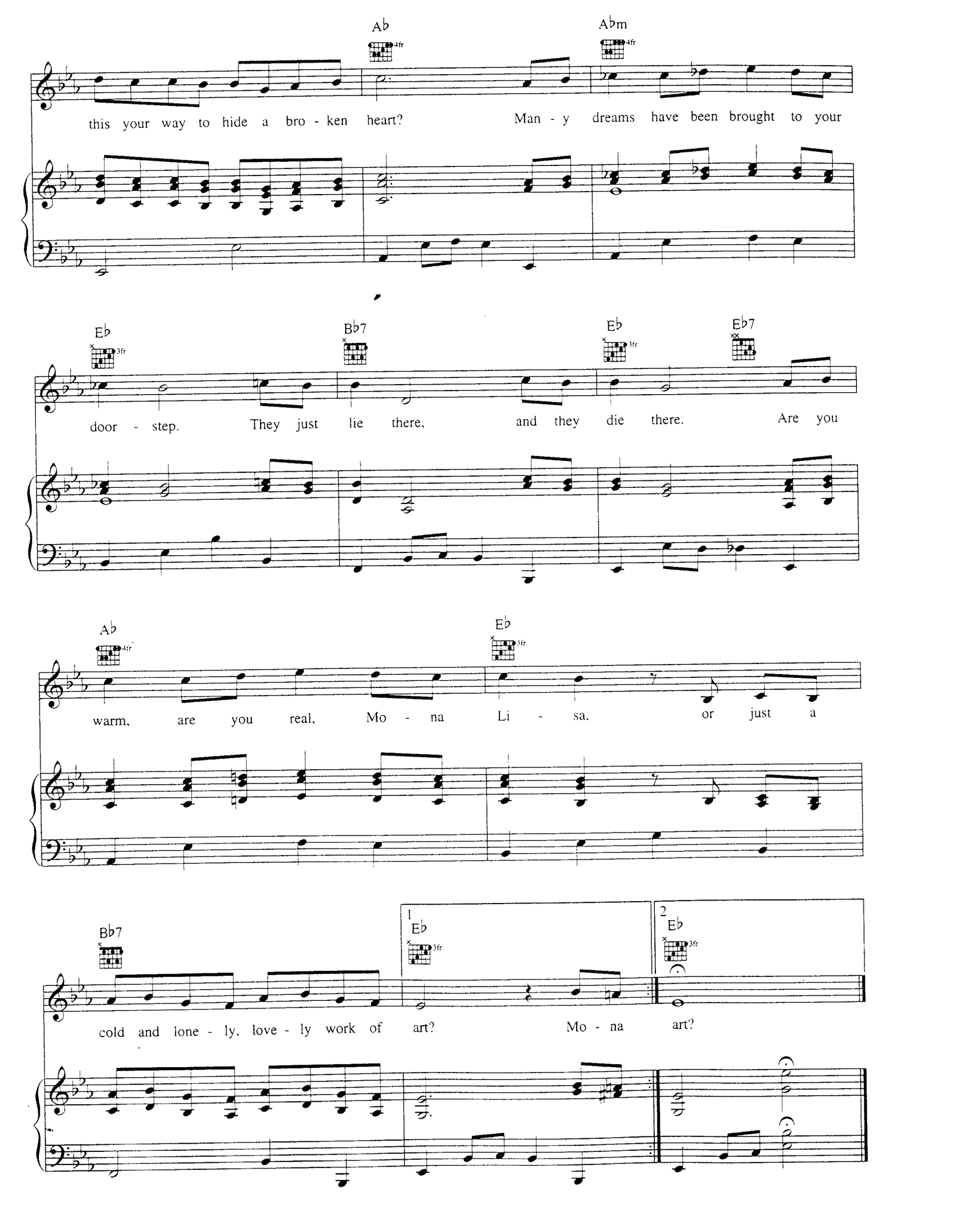 Mona Lisa sheet music 3