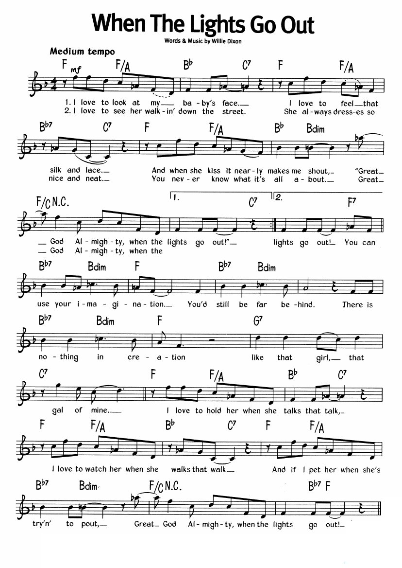 When The Lights Go Out sheet music