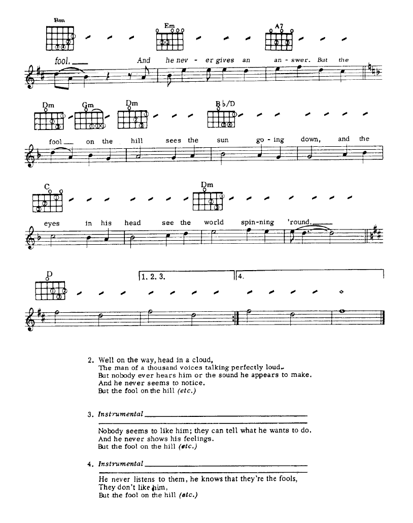 The Fool On The Hill sheet music 2