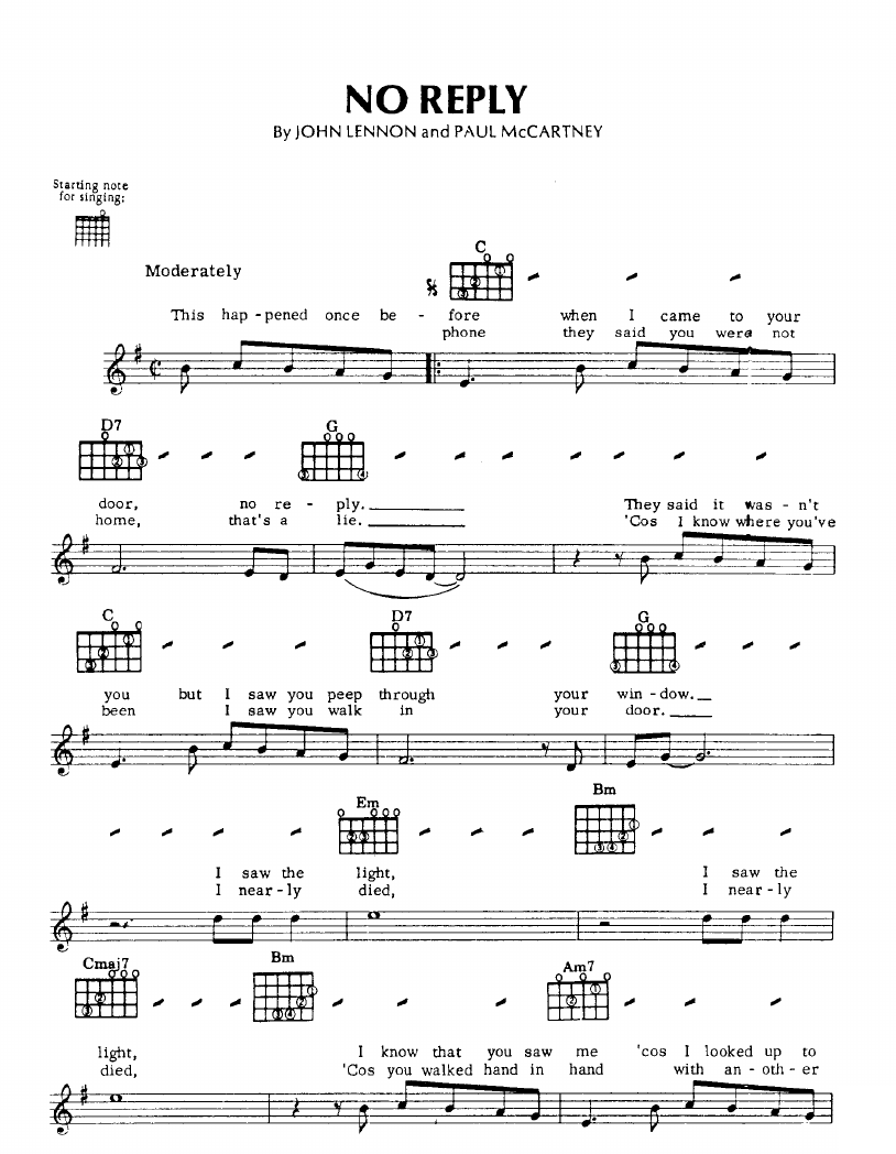 No Reply sheet music