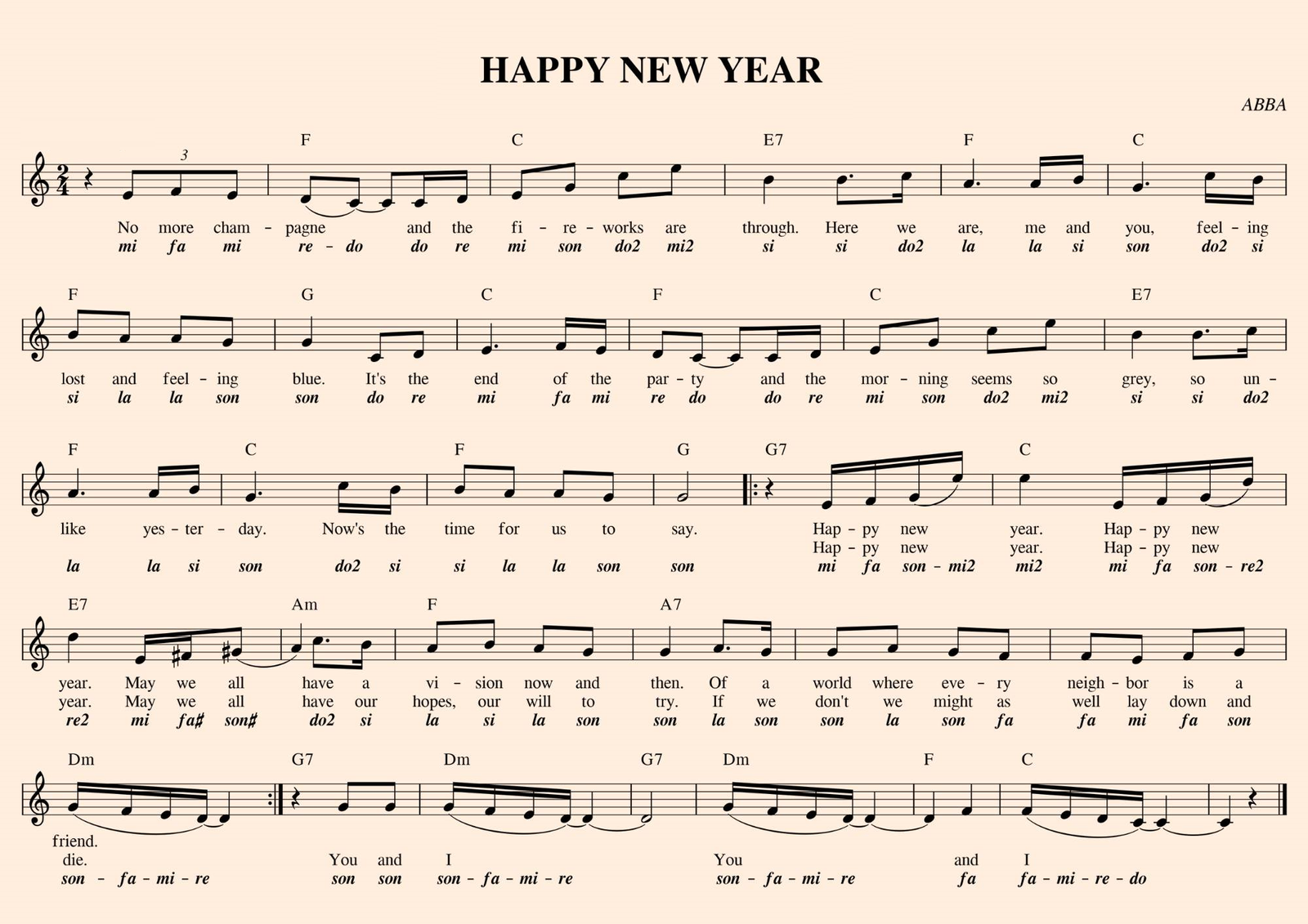 Happy New Year sheet music