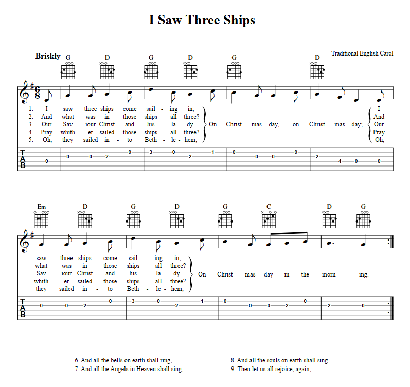 I Saw Three Ships sheet music