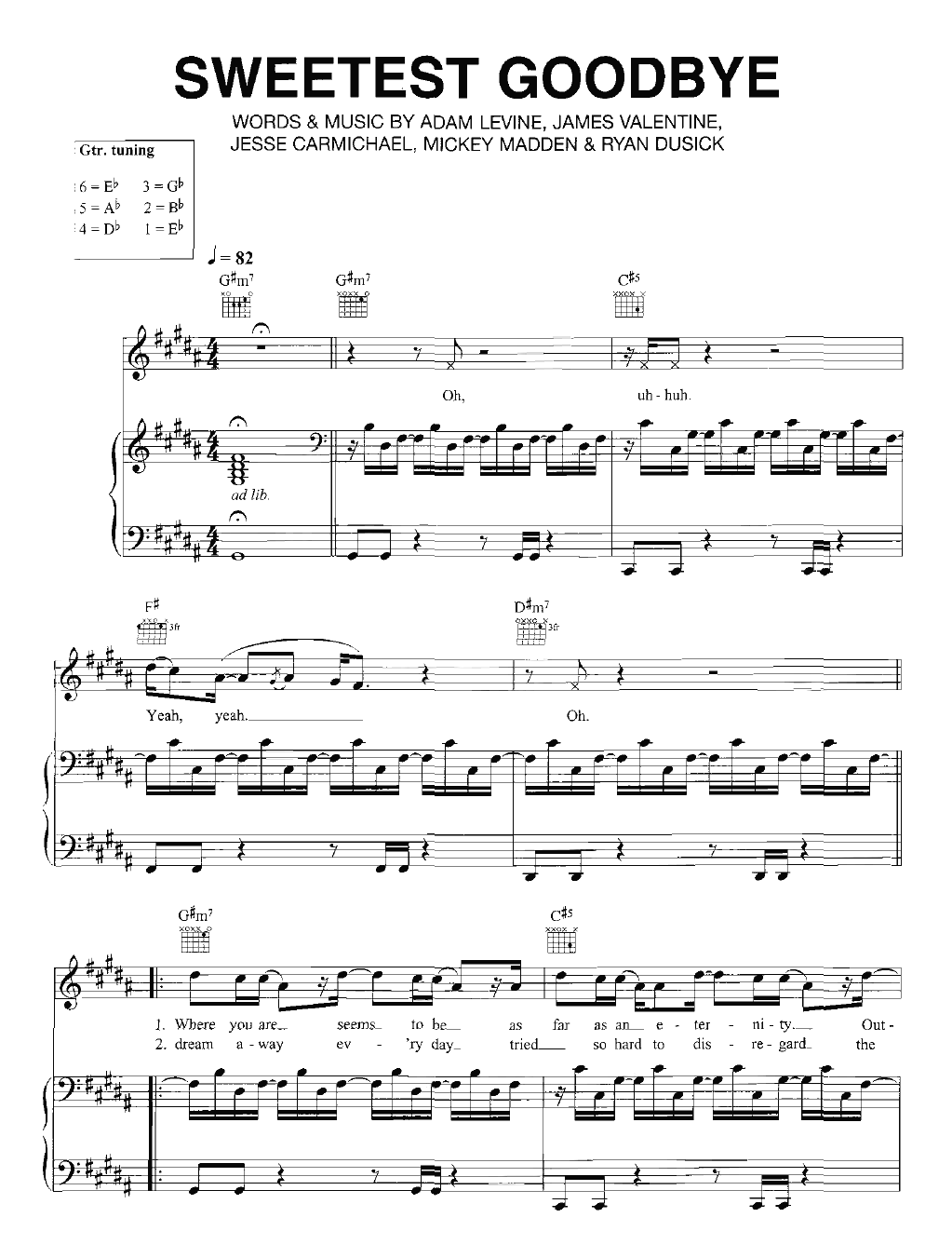 Sweetest Goodbye sheet music