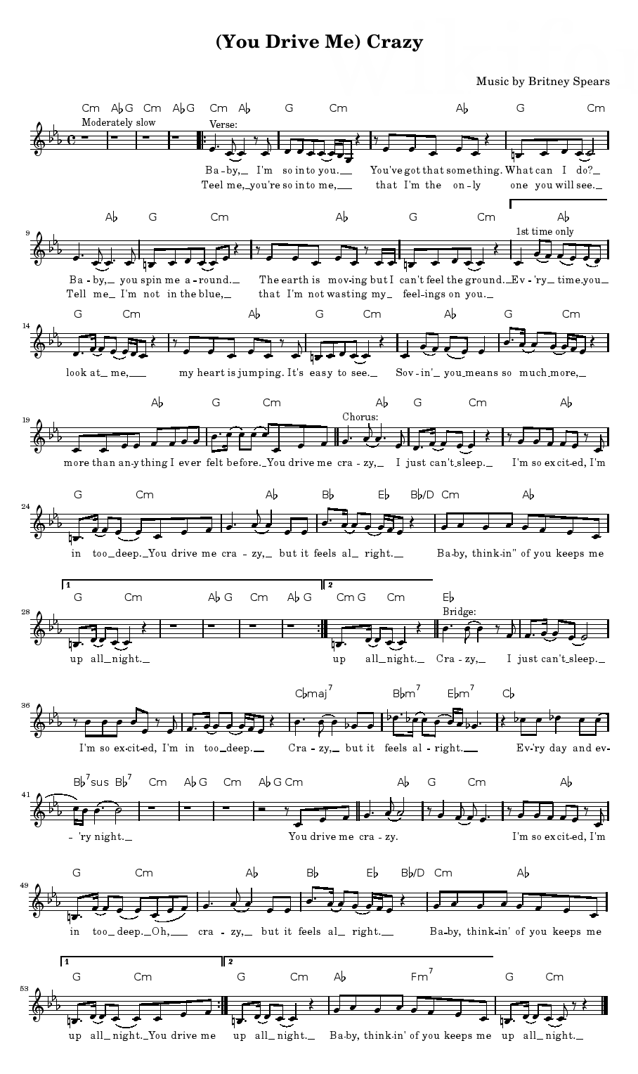 (You Drive Me) Crazy sheet music