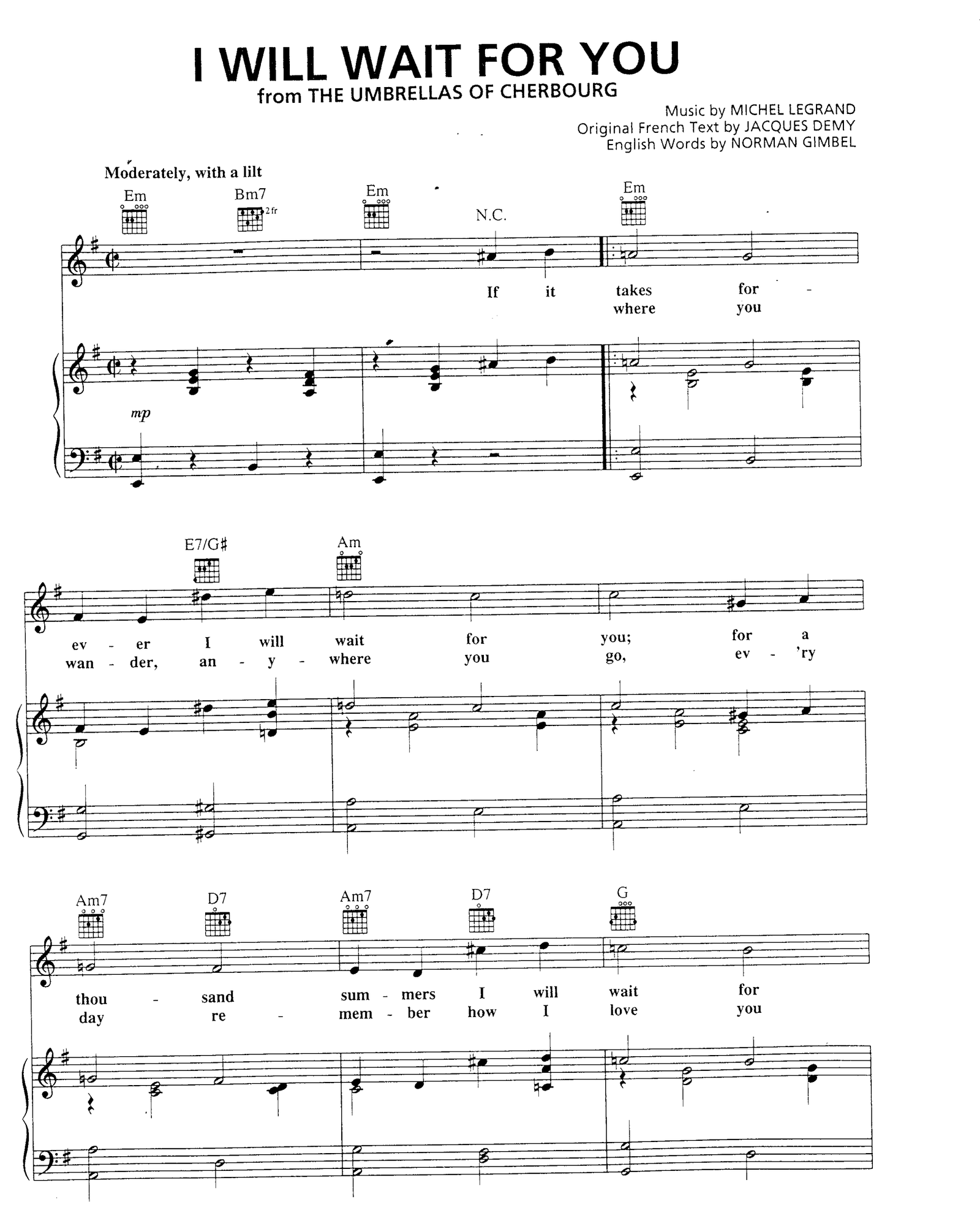 I Will Wait For You sheet music