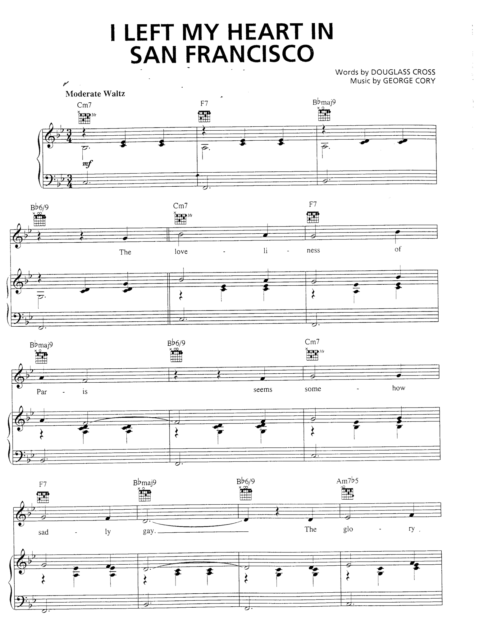 I Left My Heart In San Francisco sheet music