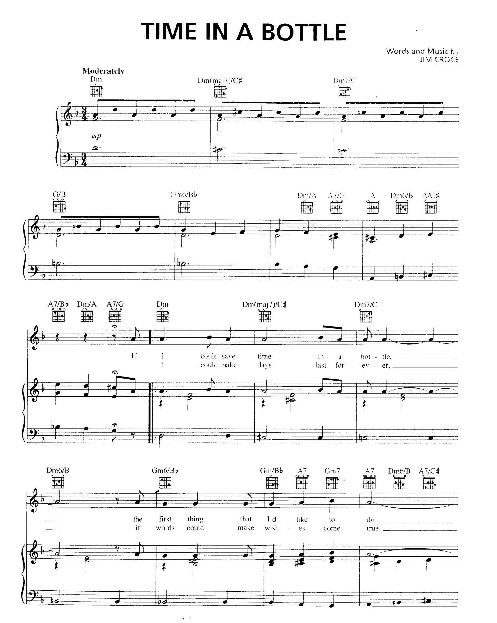 Time In A Bottle sheet music