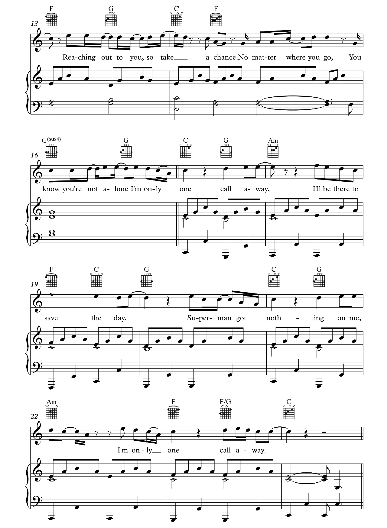 One Call Away sheet music 2
