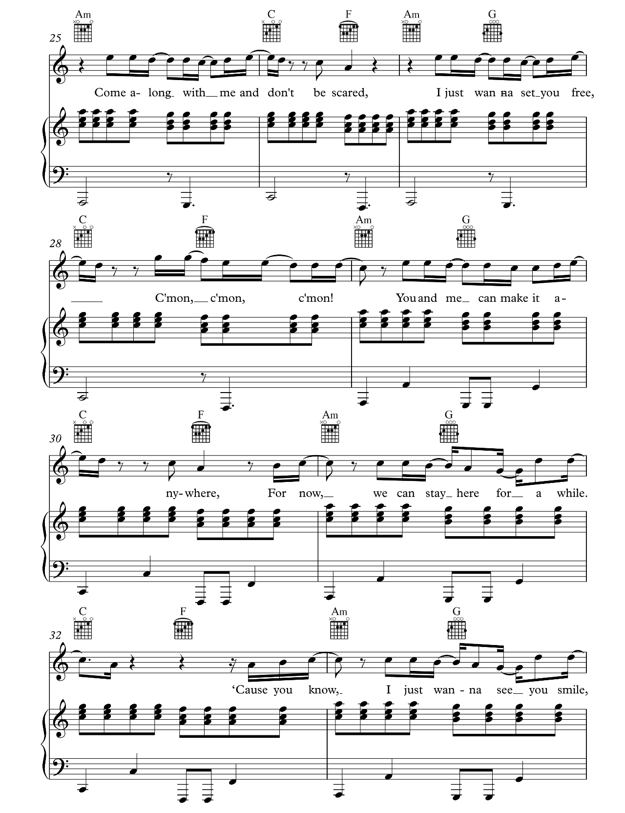 One Call Away sheet music 3