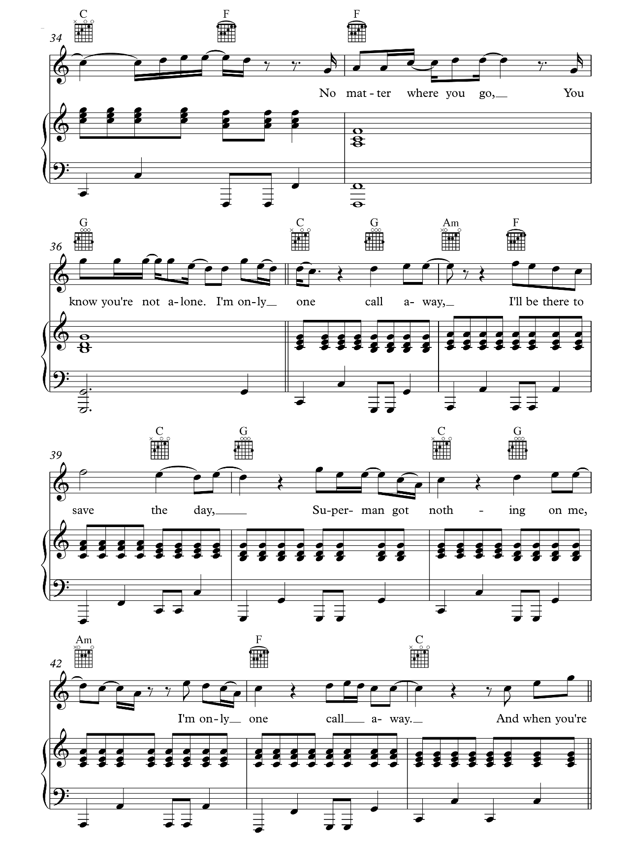 One Call Away sheet music 4