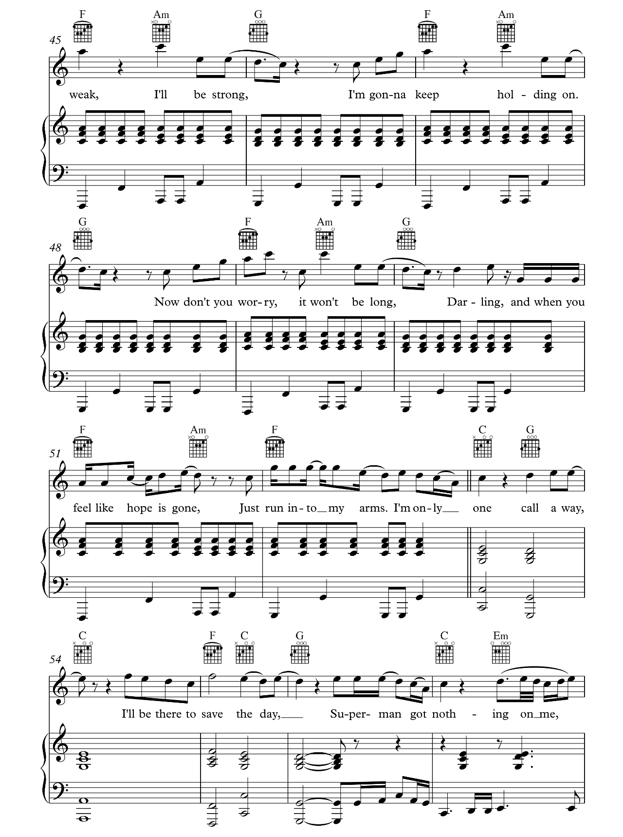 One Call Away sheet music 5