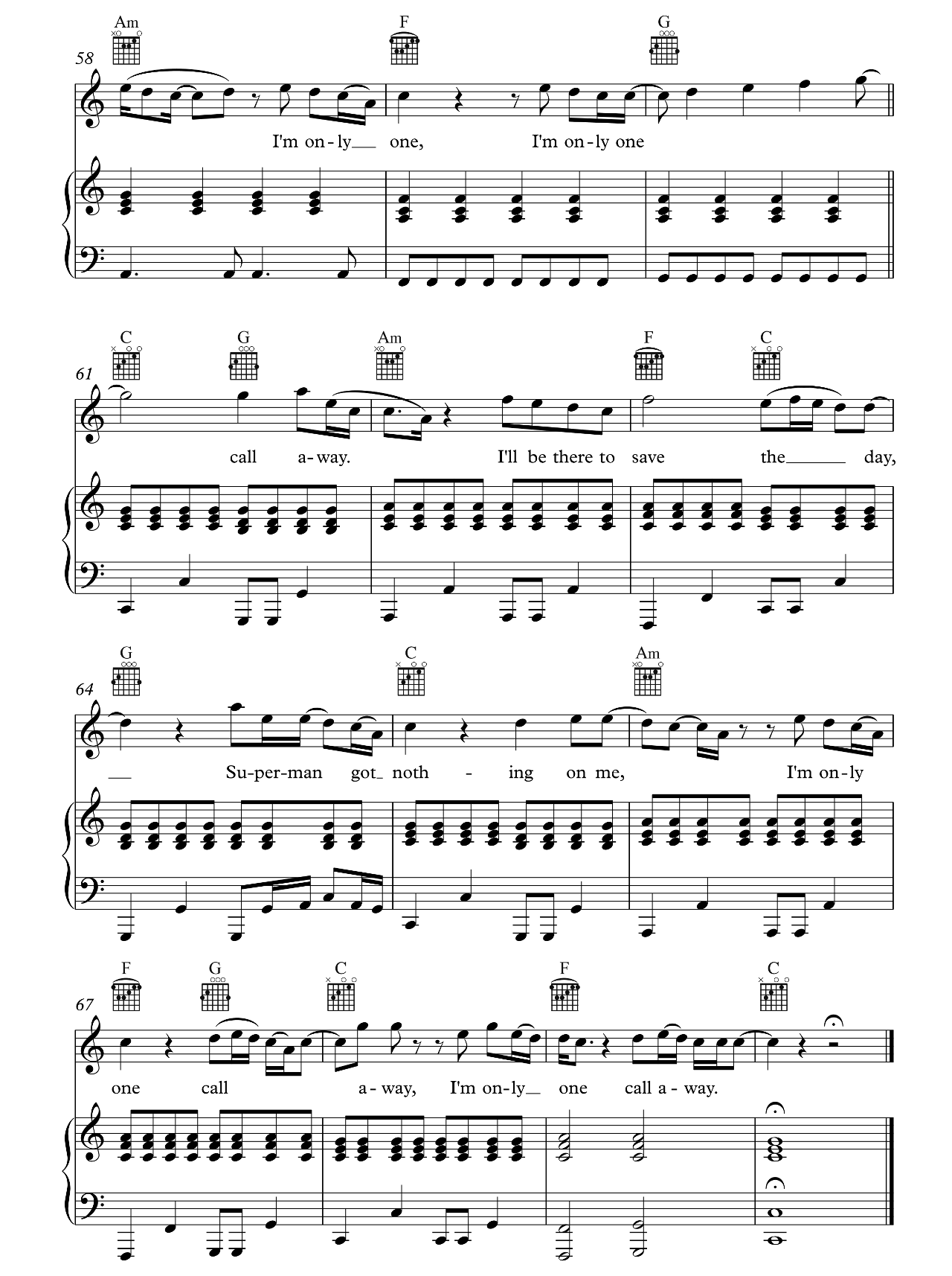 One Call Away sheet music 6