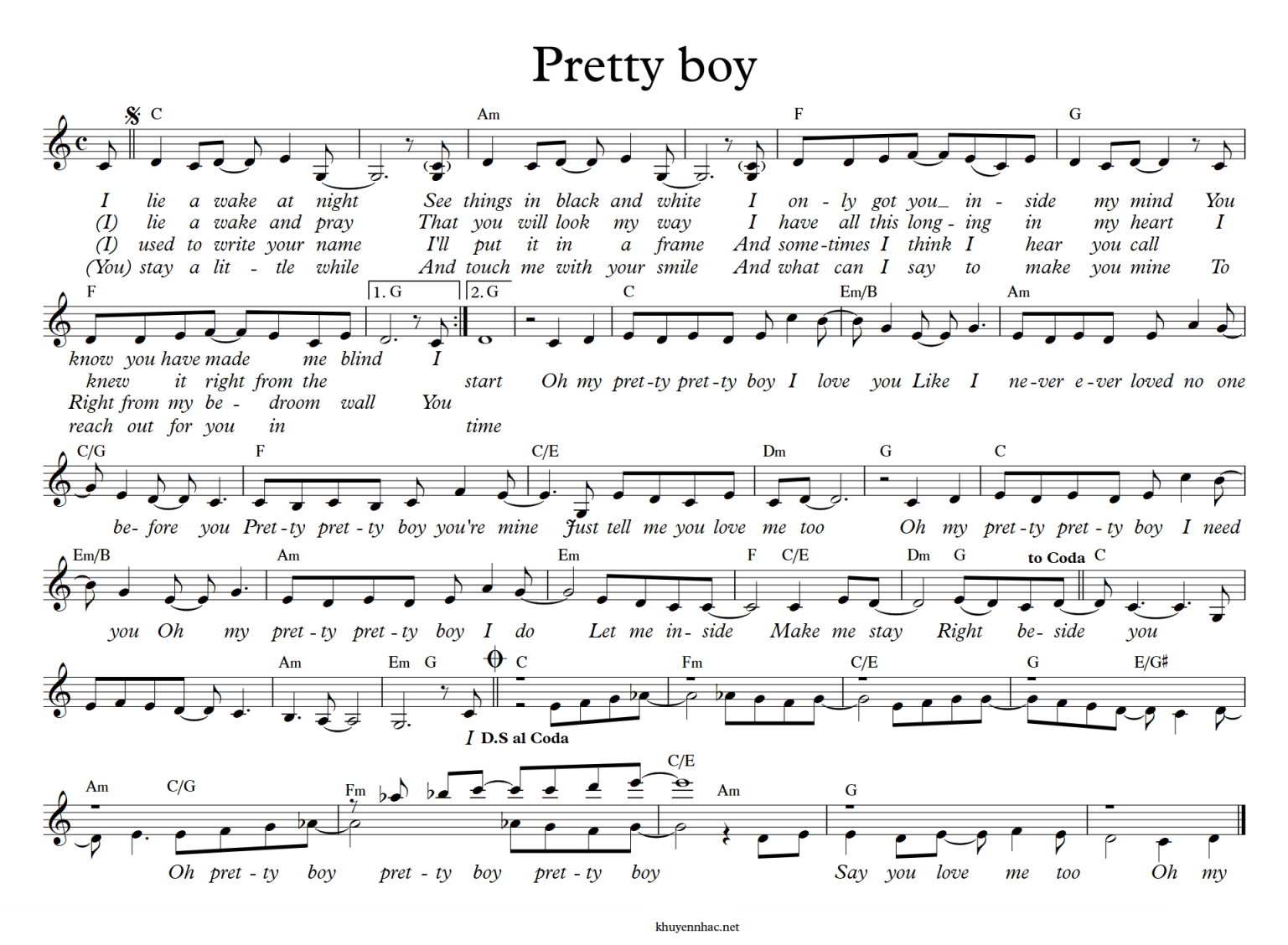 Pretty Boy sheet music