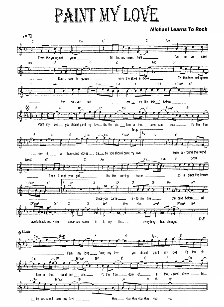 Paint My Love sheet music
