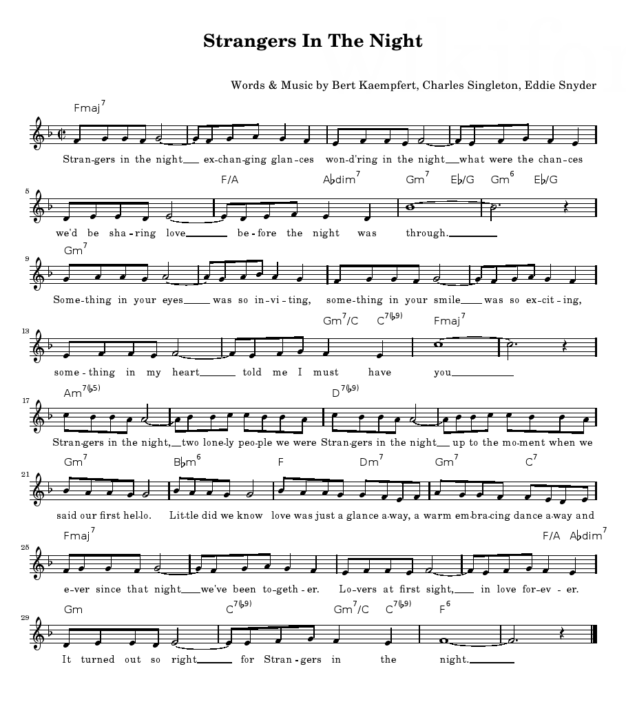 Strangers In The Night sheet music