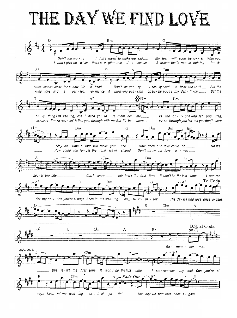 The Day We Find Love sheet music