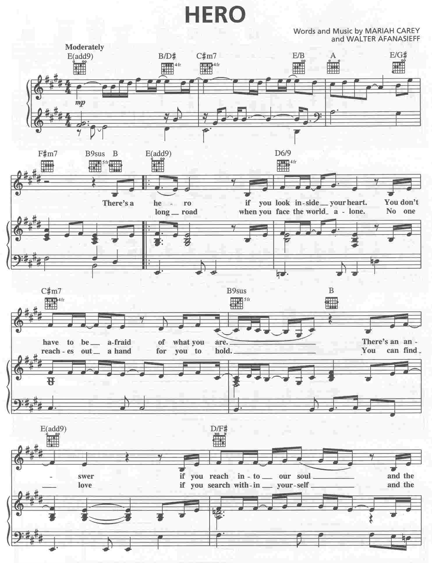 Hero sheet music