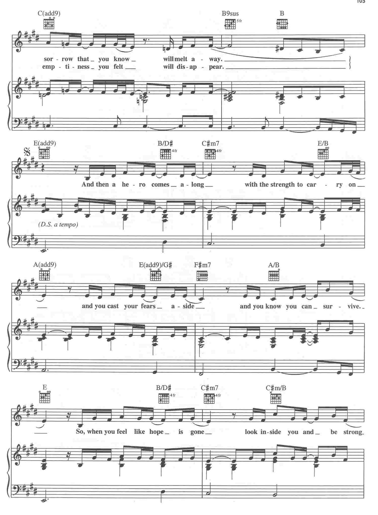 Hero sheet music 2