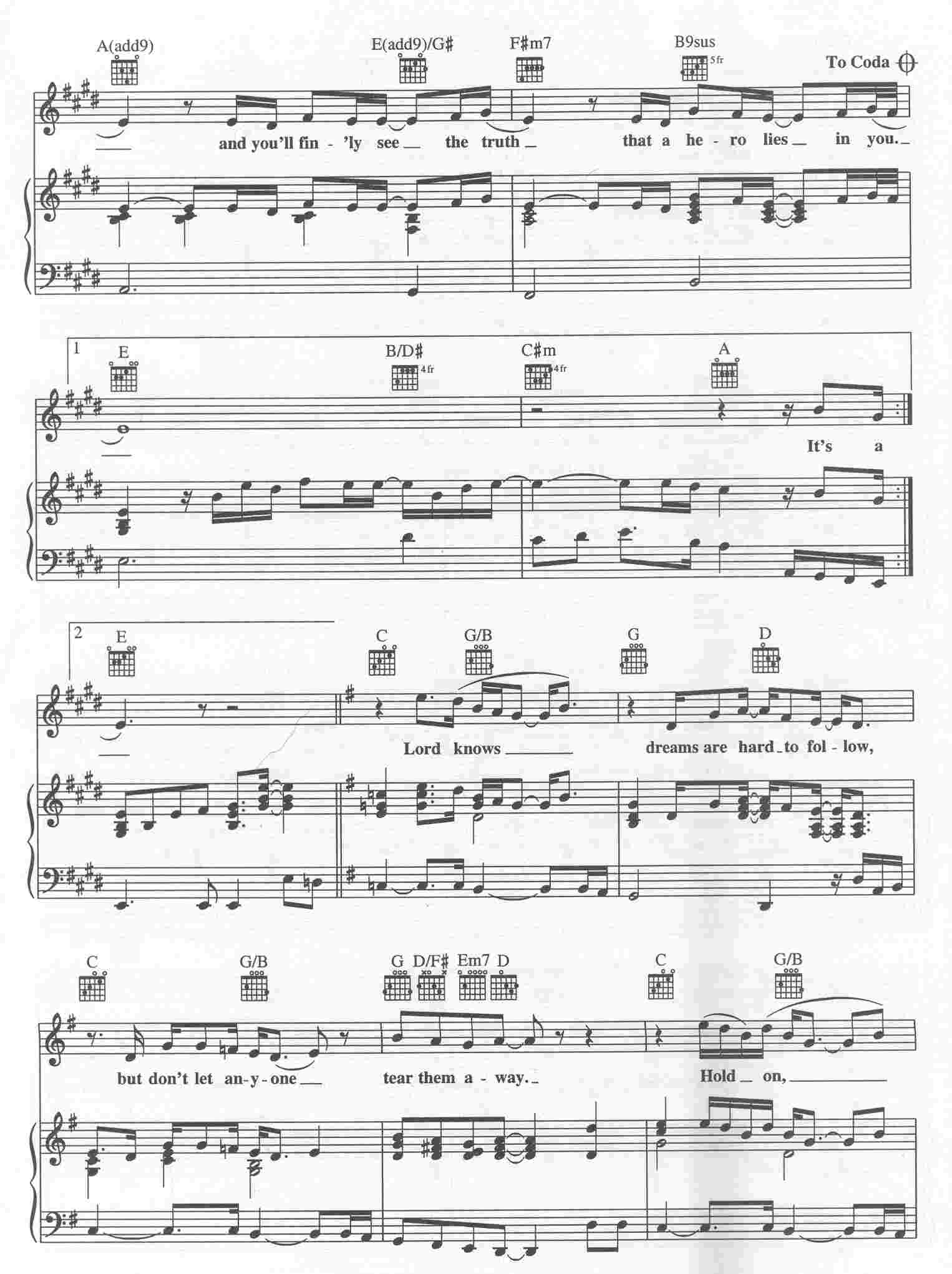 Hero sheet music 3