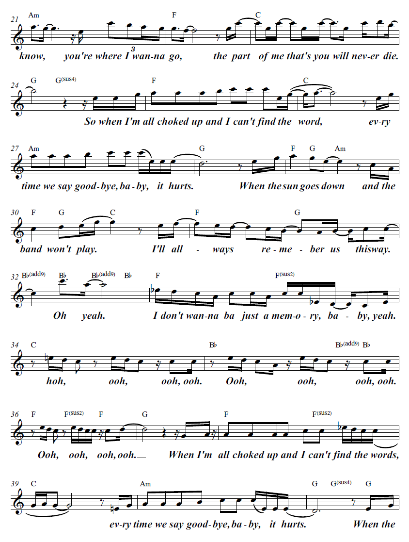 Always Remember Us This Way sheet music 2