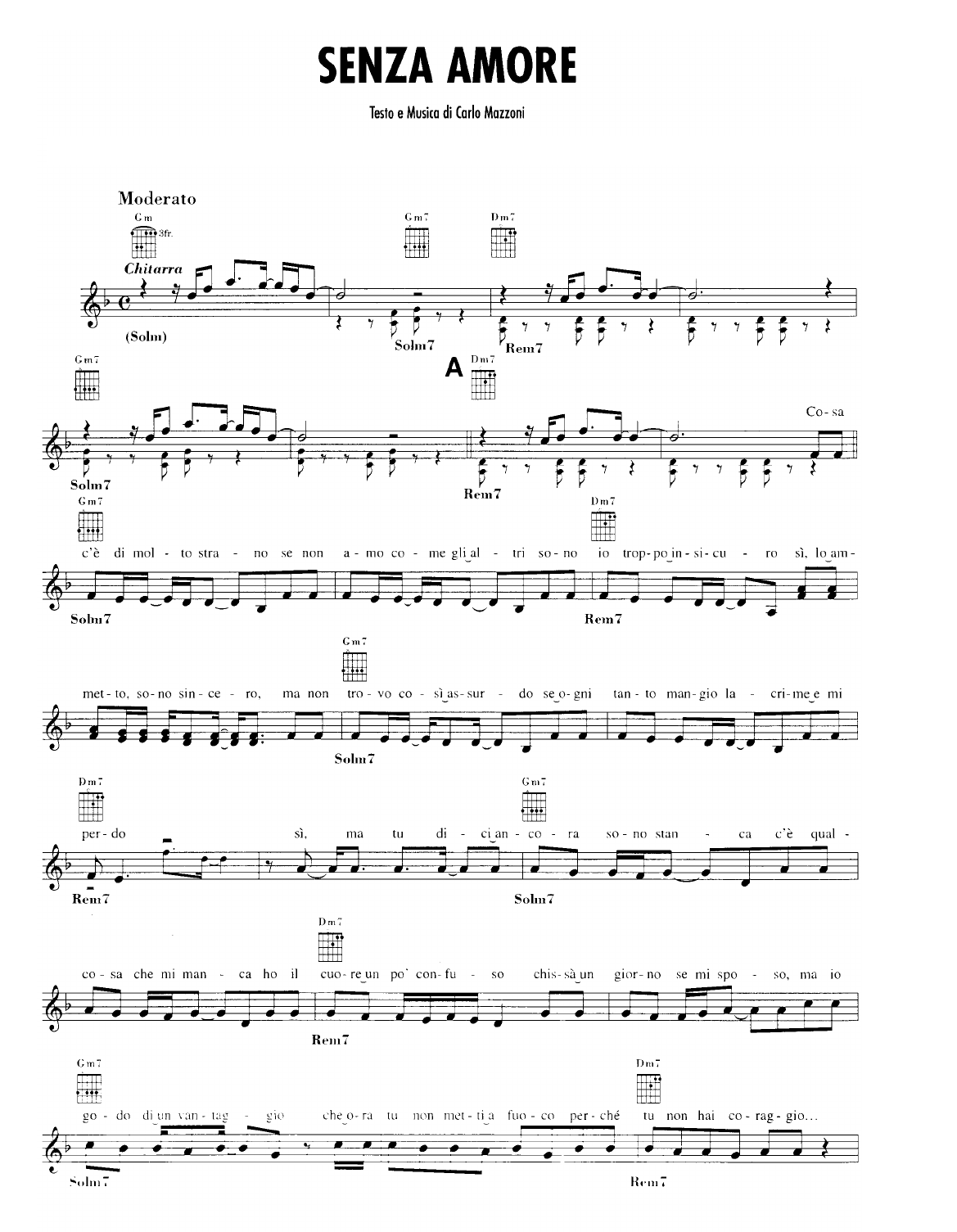 Senza Amore sheet music