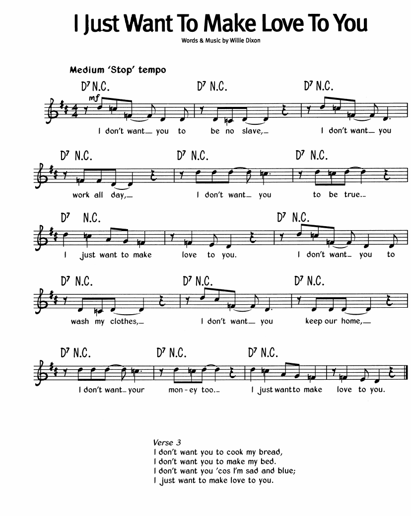 I Just Want To Make Love To You sheet music