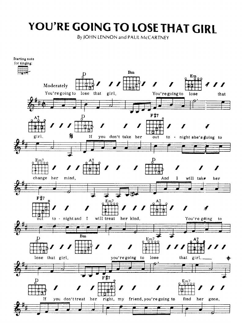 You're Going To Lose That Girl sheet music