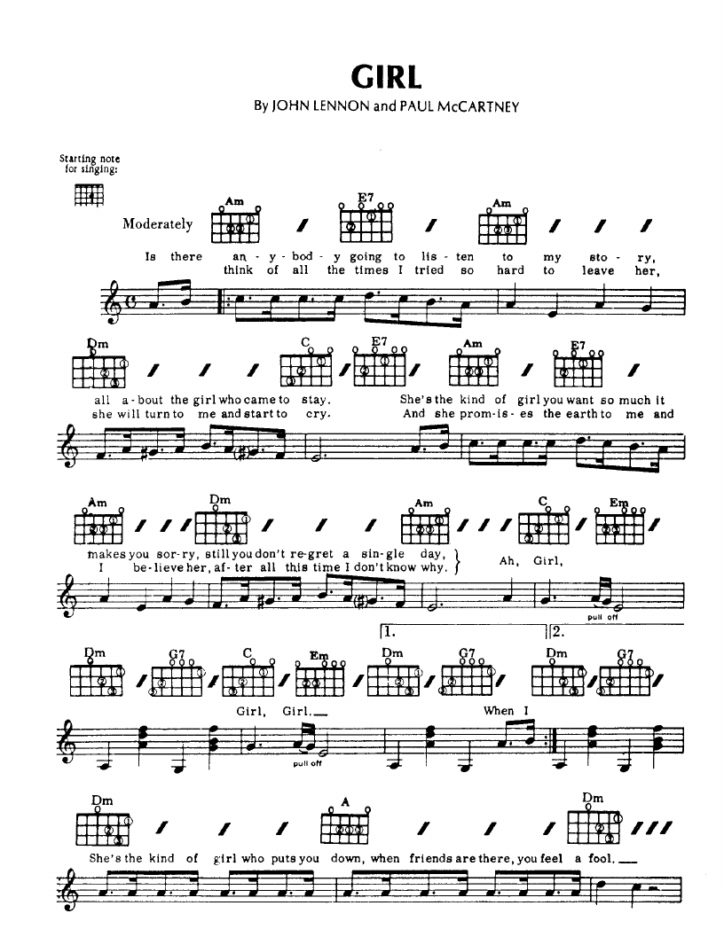 Girl sheet music