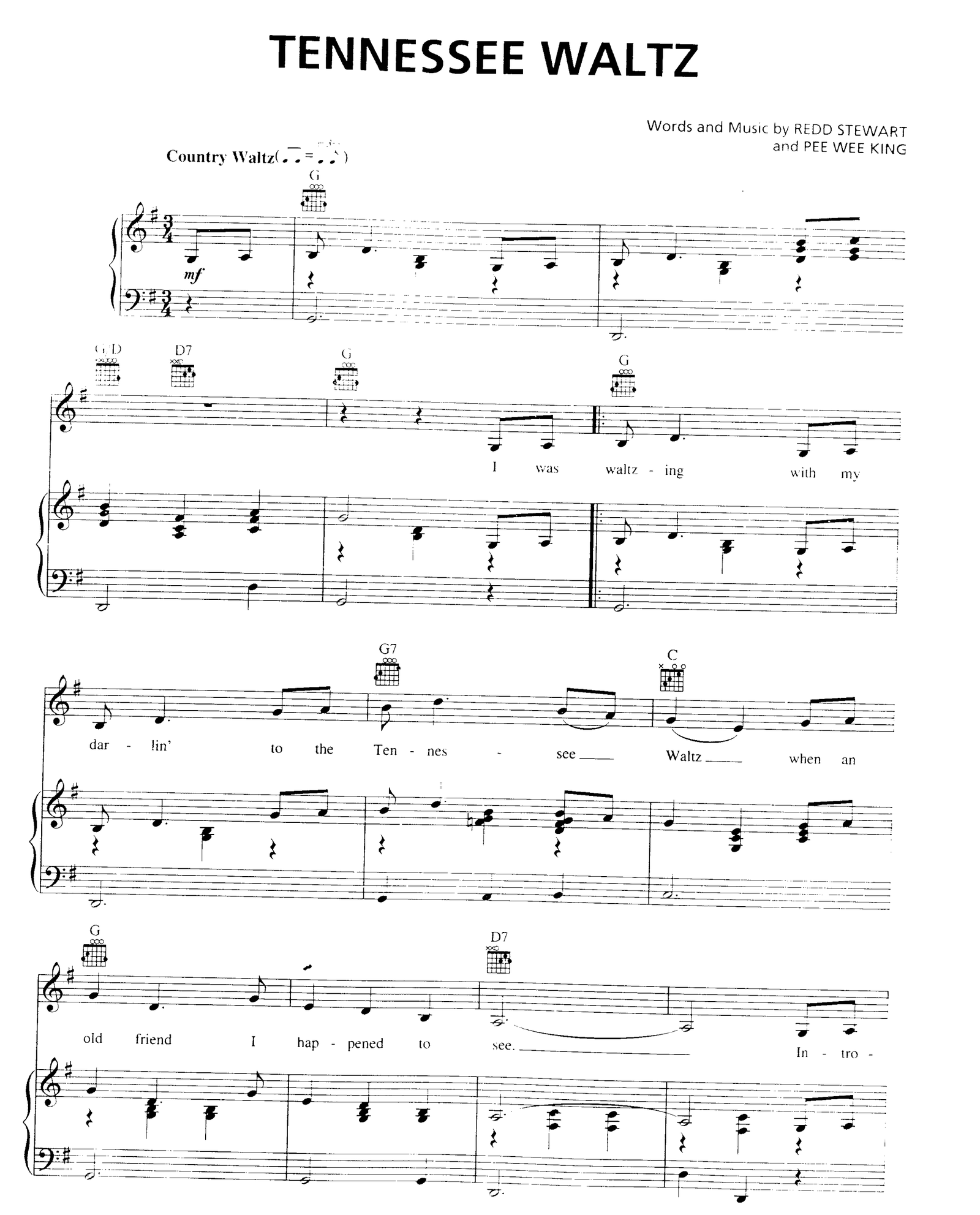 Tennessee Waltz sheet music