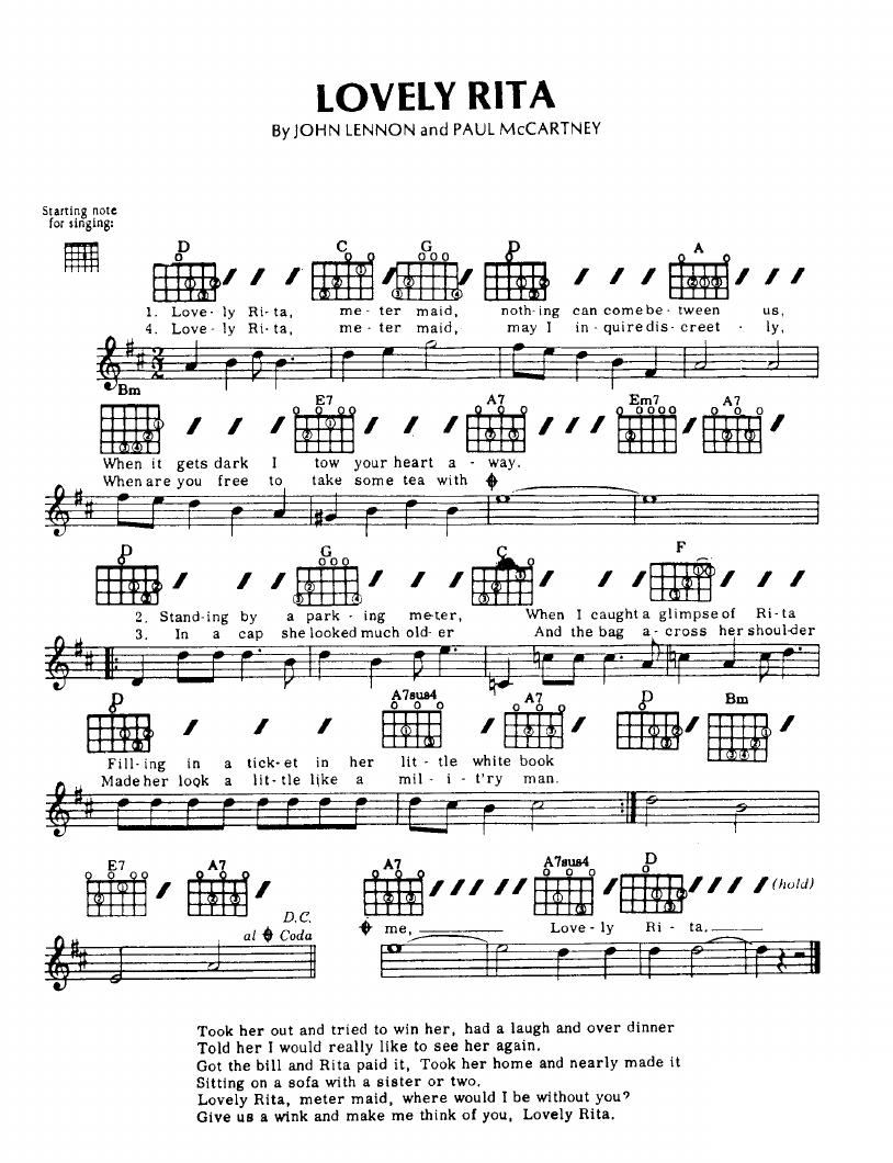 Lovely Rita sheet music