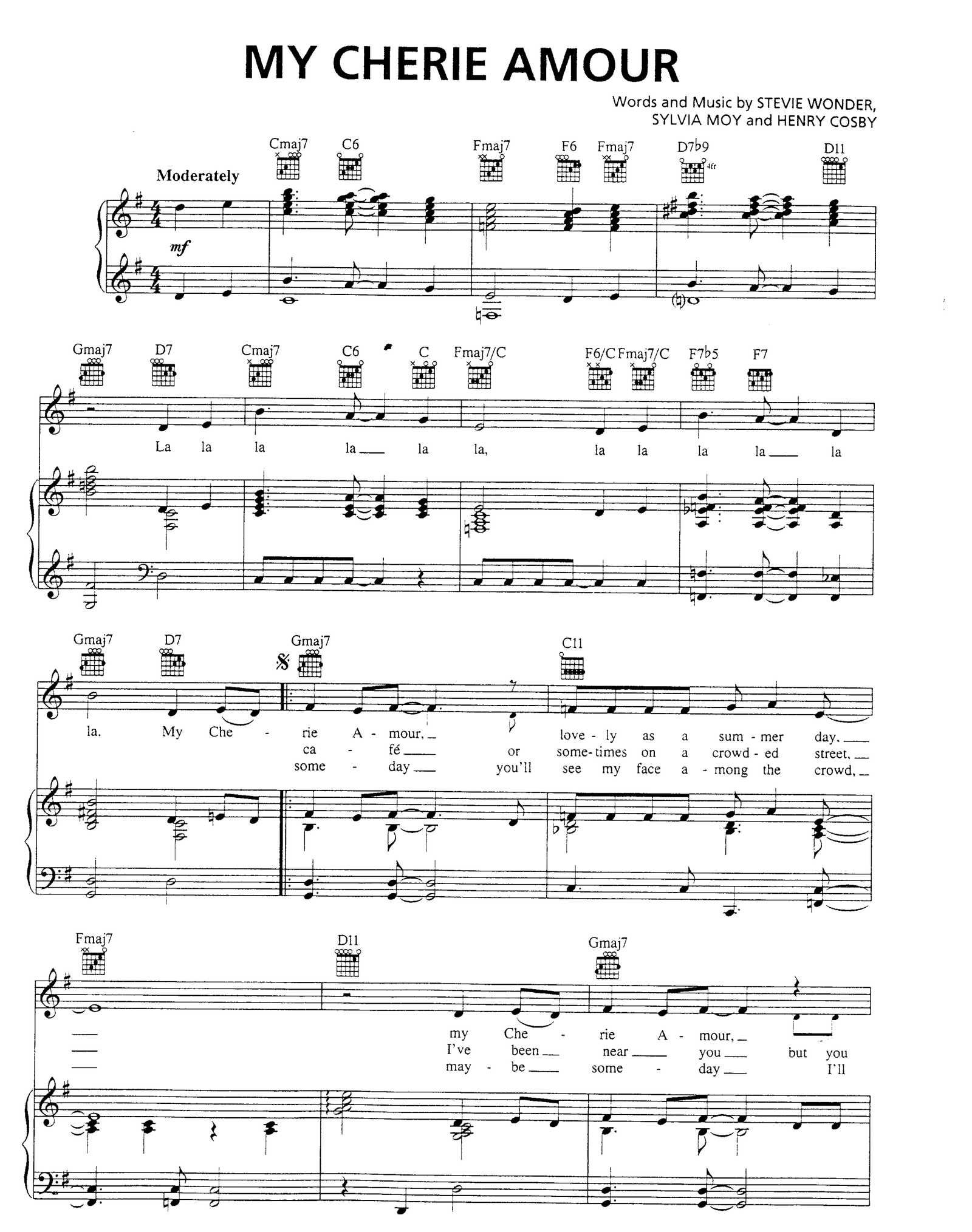 My Cherie Amour sheet music