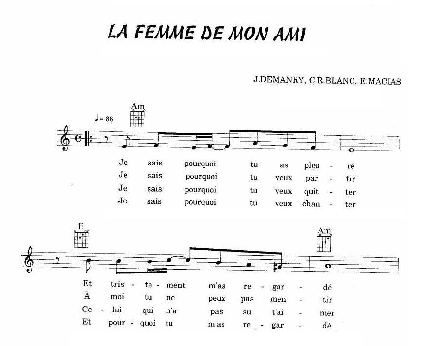 La Femme De Mon Ami sheet music