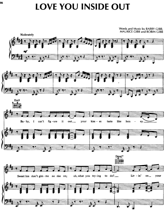 Love You Inside Out sheet music