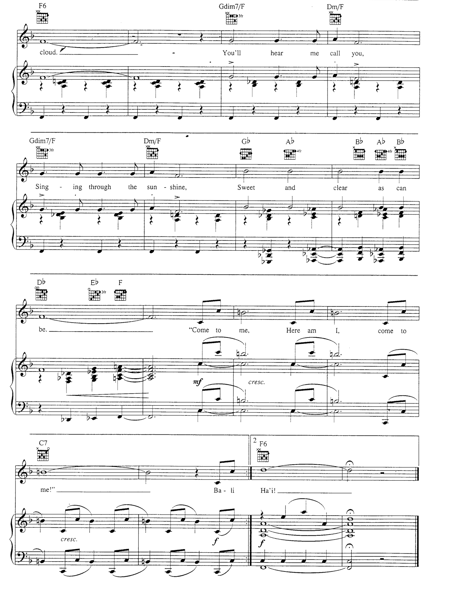 Bali HaI sheet music 5