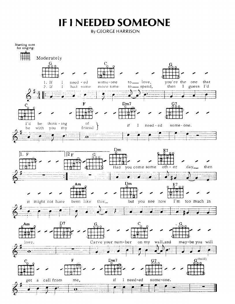 If I Needed Someone sheet music