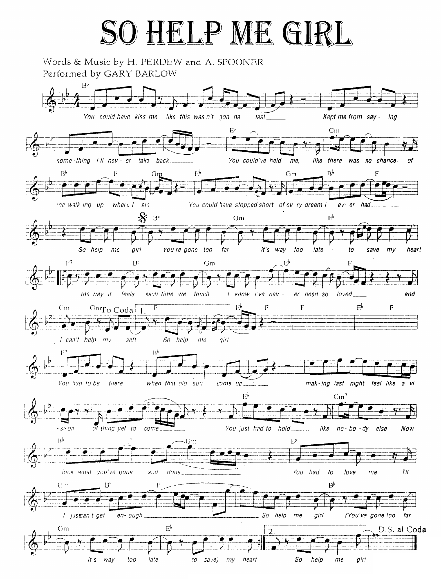 So Help Me Girl sheet music