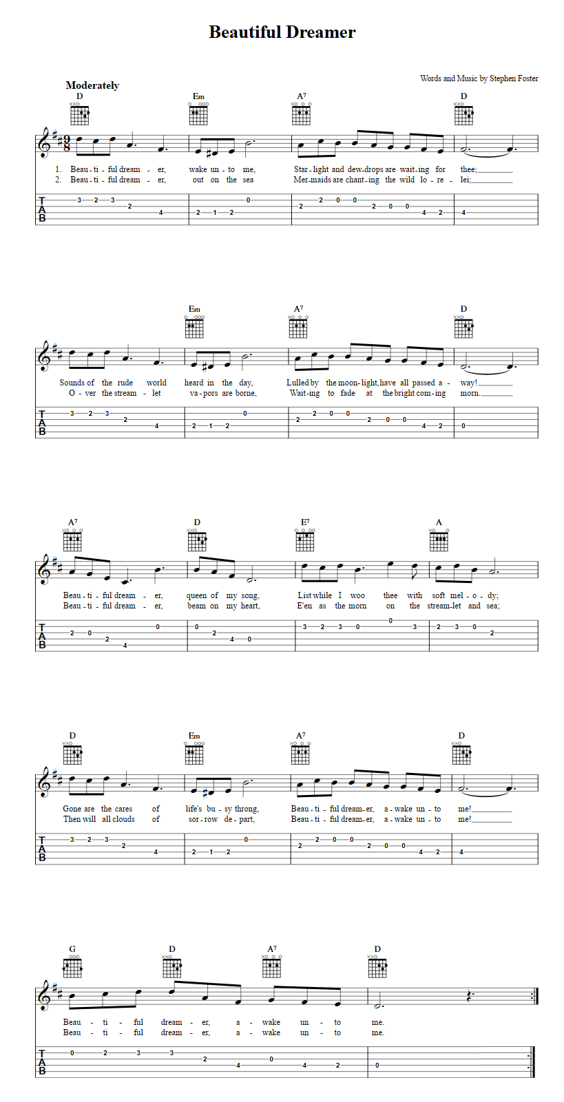 Beautiful Dreamer sheet music