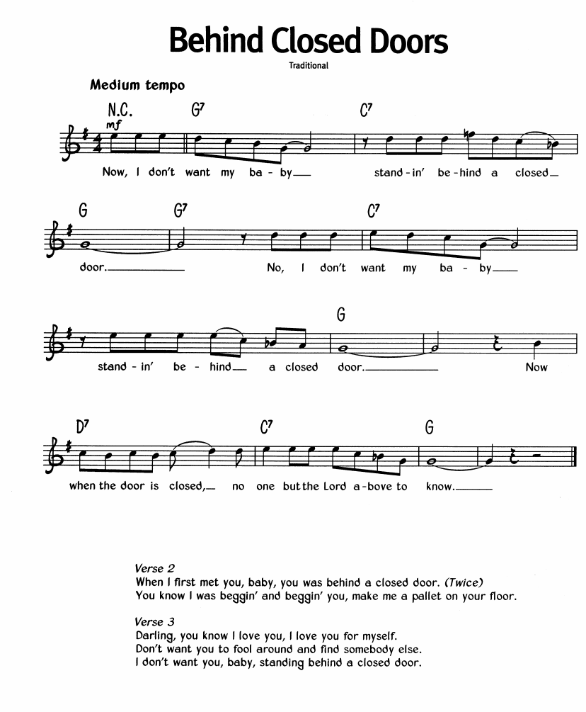 Behind Closed Doors sheet music